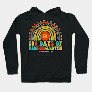 Groovy 100 Days Of Kindergarten Teachers Kids Rainbow Hoodie